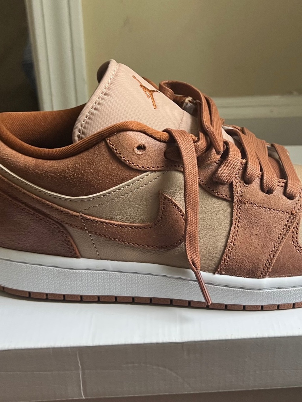 Tan and brown Air Jordan low